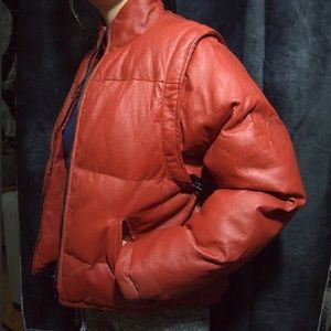 Vintage, leather puffer jacket
